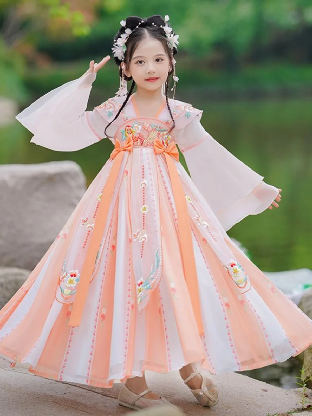 秋の新スタイル子供用チャイナドレス超フェアリーコットンブレンド生地の伝統的な中国の衣装、3〜4歳の女の子向け