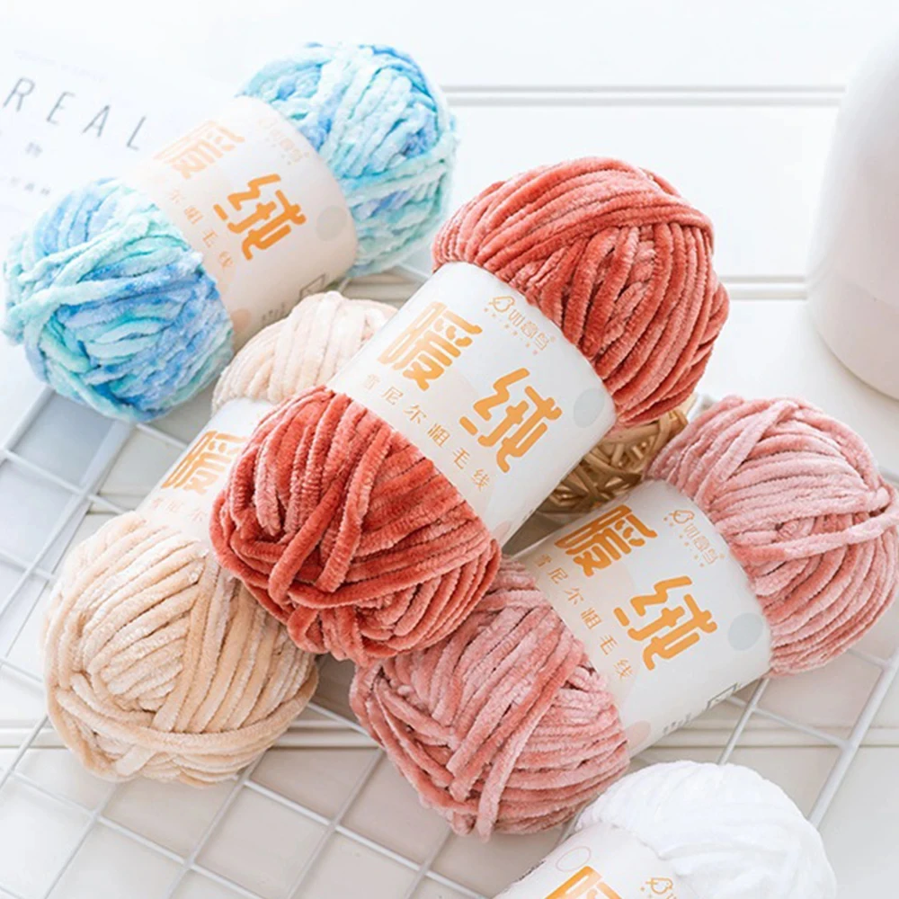 D&D 80M Soft Chenille Yarn Blanket Yarn for Hand Knitting Fluffy Soft Plush Baby Blanket Yarn