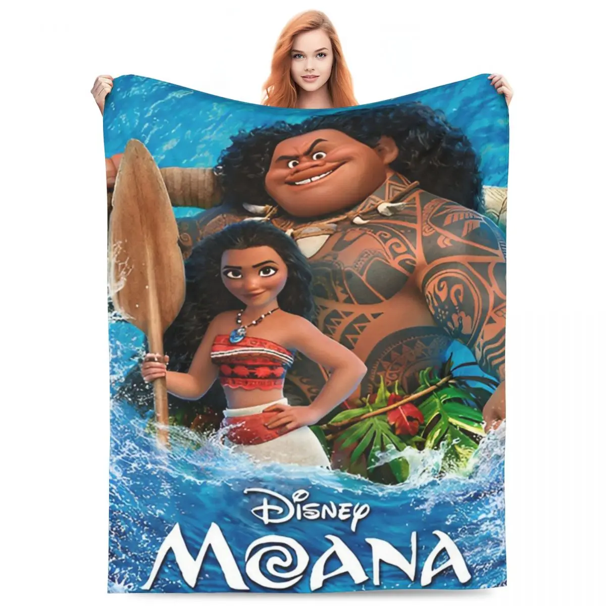 Anime Moana Maui Throw Baby Cartoon Blanket Quality Warm Throw Blanket Winter Travel Office Couch Bed Funny Bedspread