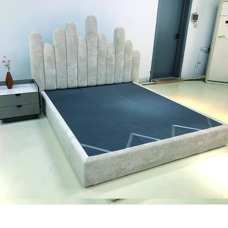 

With Extended Panel Headboard Factory Direct Bedroom Furniture Platform king Queen Size Wood Frame Bed