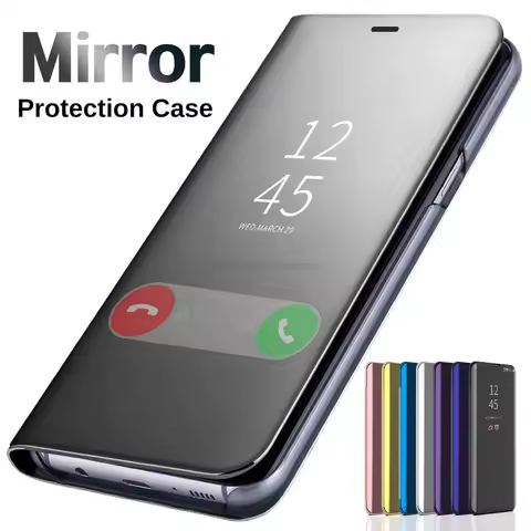 Luxury Smart Case For Samsung Galaxy S9 S8 S23 S22 S21 S20 FE S25 S24 Ultra 5G Ultra Plus Mirror Leather Smart Flip Suppor Cover
