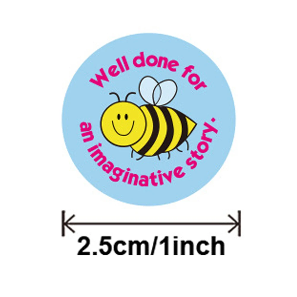 어린이용 원형 만화 장난감 로봇 스티커, 교사 보상, 격려 라벨 스티커, 어린이용 사무실 문구, 500PCs, 1 인치