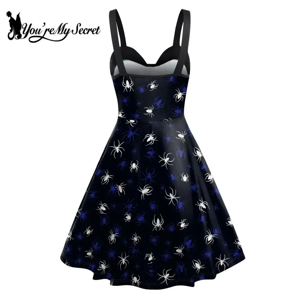 [You're My Secret] Women Bat Spider Web Print Dress Summer Sleeveless Camisole Dresses Halloween Party Costume Daily Streetwear view 4