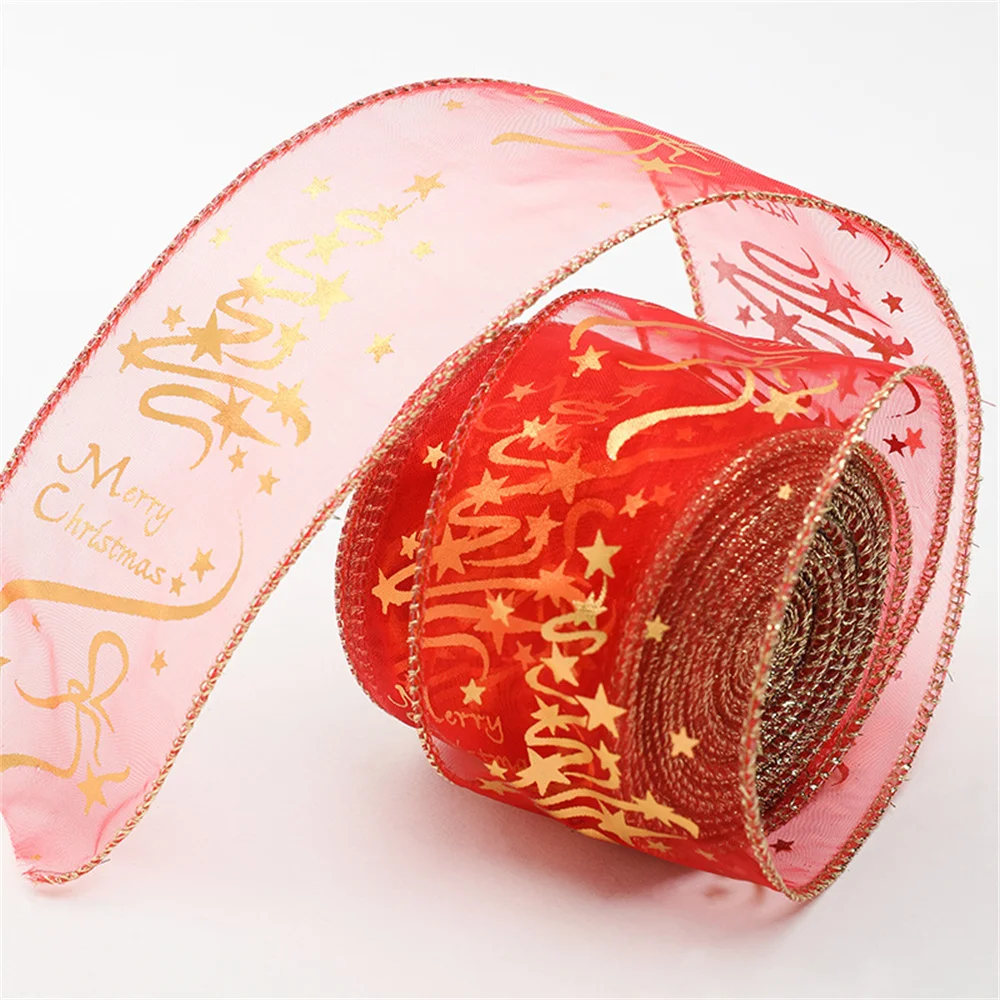 Polyester Gift Ribbon Long-Lasting 2m Ribbon 6.3cm Wide Diy Ribbon Christmas Ribbon for Christmas Decoration