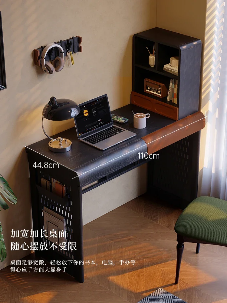 Solid wood bedroom household hole board study writing desk study black ash wood desk