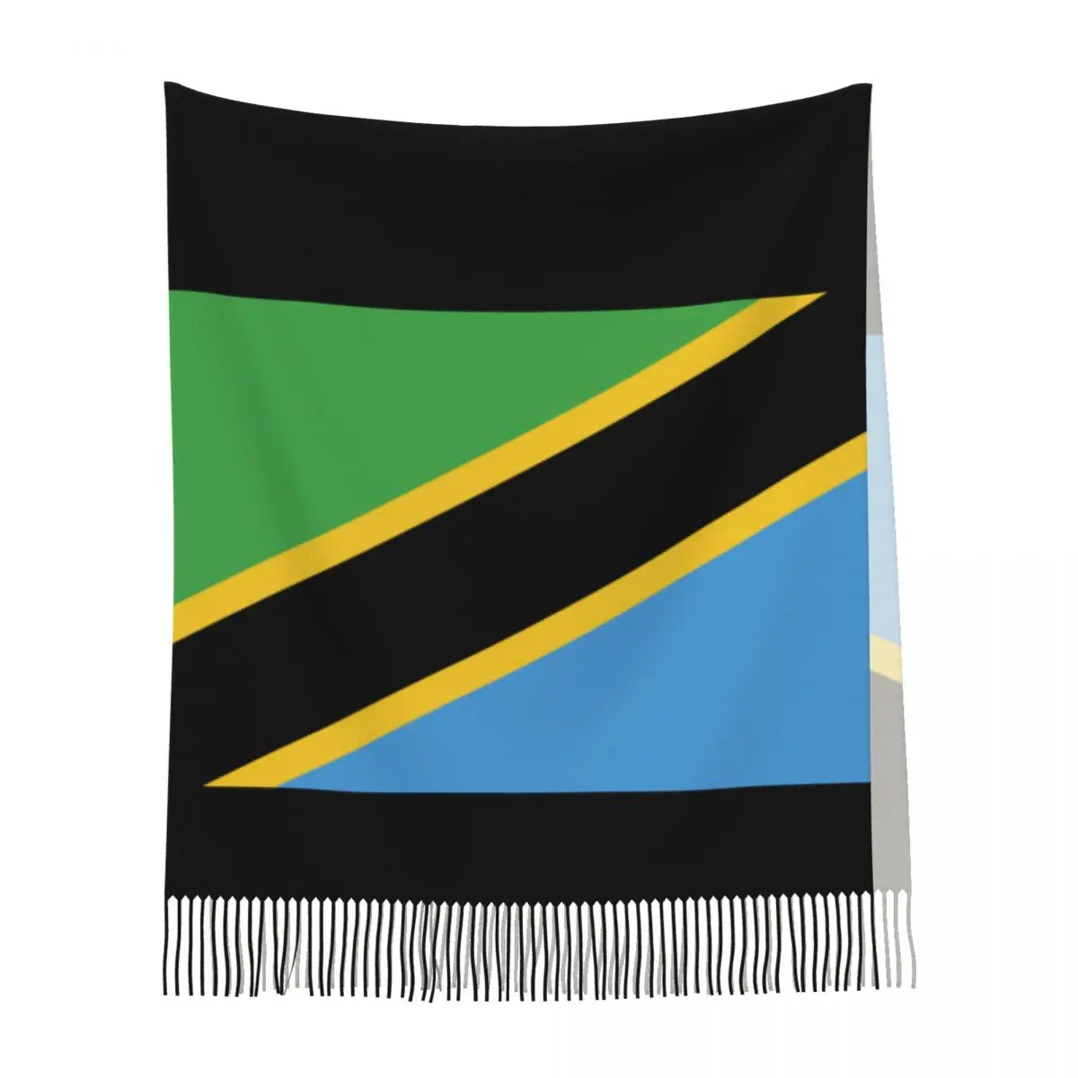 Personalized Printed Tanzania Flag Long Pile Fringe Men Scarf Women\'S Anti Chill Scarf