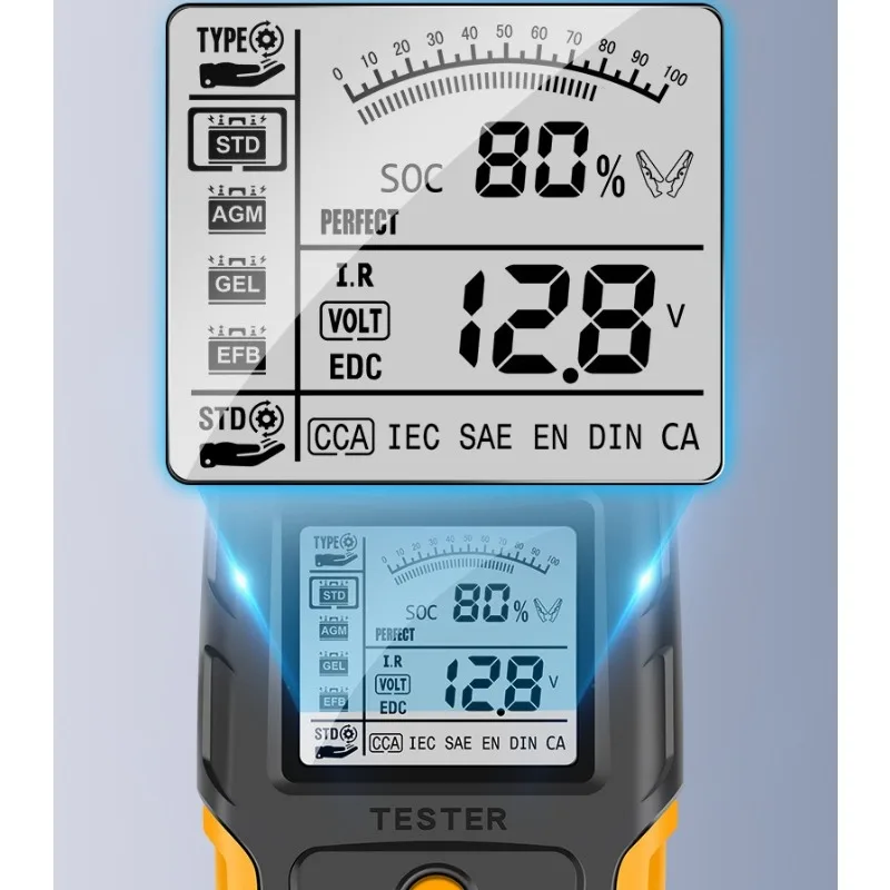 

Для аккумулятора, цифровой зарядный инструмент, автоматические диагностические инструменты, влажный/гель/свинцово-кислотный аккумулятор, 12 В, 24 В, тестер автомобильного аккумулятора, оранжевый