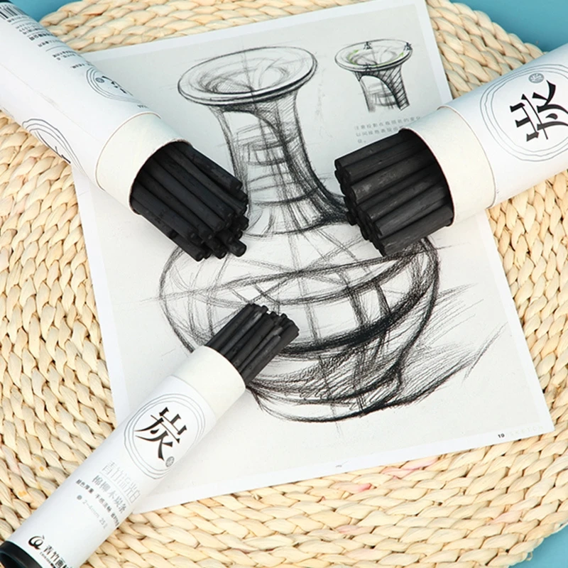 F3MA 25PCS Pro Vine Charcoal Sticks Lápis de carvão para desenhar materiais de arte
