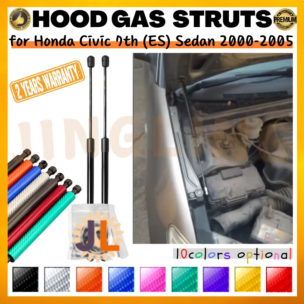 

Qty(2) Стойки капота для Honda Civic 7th (ES) Sedan 2000-2005 гг. Передний капот Модифицированные газовые пружины Амортизаторы Подъемные опоры Демпферы