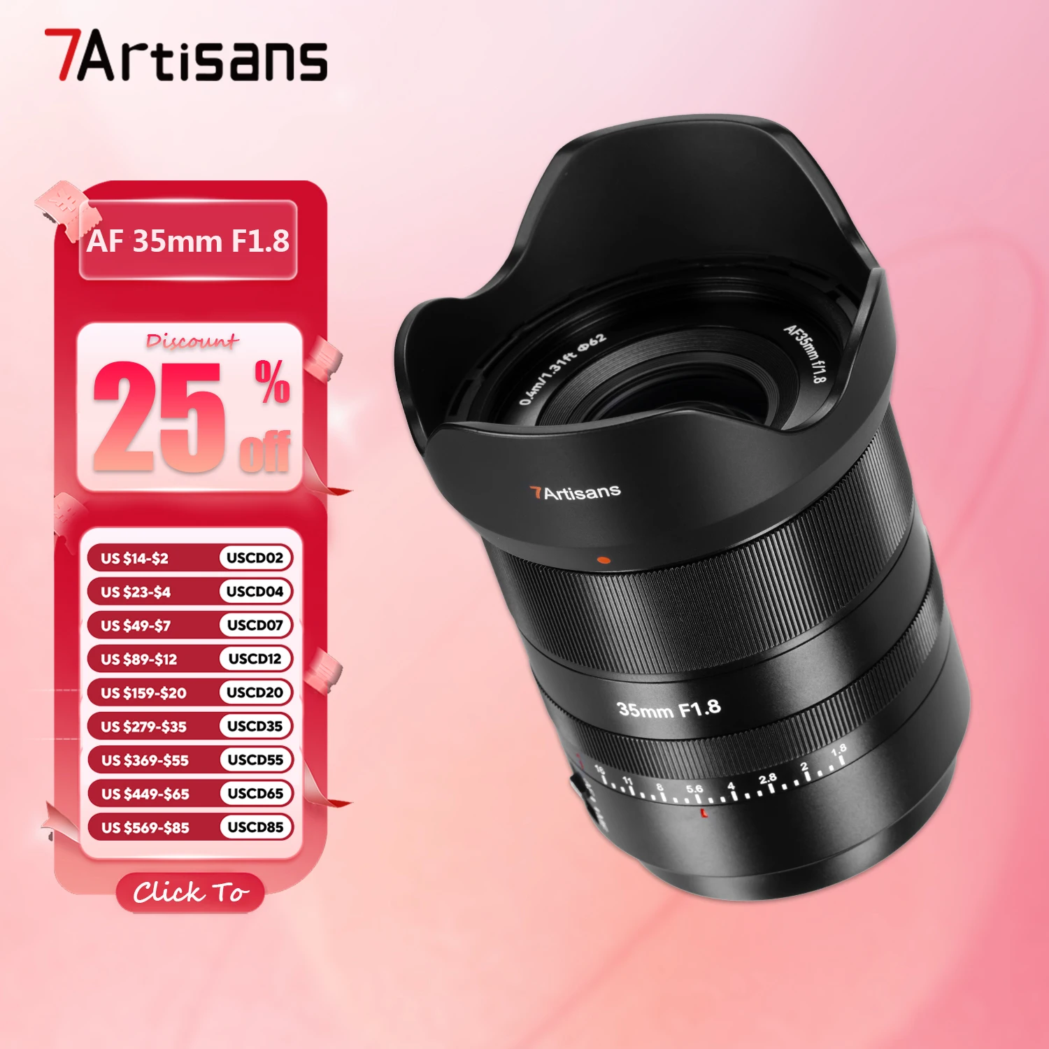 7artisans AF 35mm F1.8 Large Aperture Full Frame Prime Camera Lens for Portrait Photography with Sony E Nikon Z Lumix L-mount