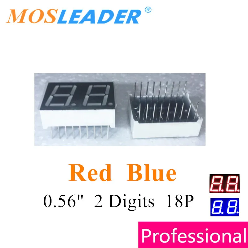 Mosleader 100pcs 0.56" Red Blue 18P 2 Digit 0.56 inch LED Display Common anode Common cathode 0.56 in. 2 Bit Digit Digital Tube