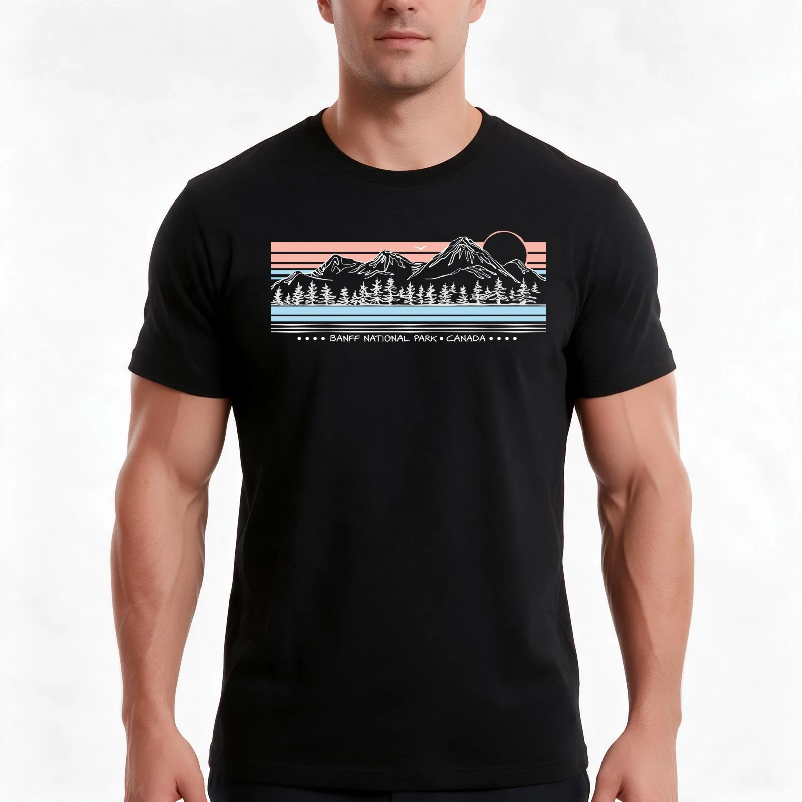 Banff National Park - Canada T-Shirt Summer Casual Cotton Tee Oversized Streetwear Tops Vintage Graphic Print 100% Cotton