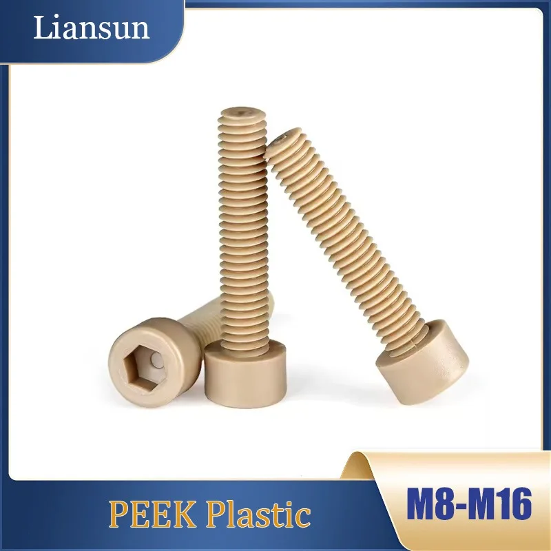 

1-5pcs PEEK Plastic Hex Socket Cap Head Screws M8/10/12/14/16 High-Strength-Temperature Resistant Hexagon Socket Bolt Screws