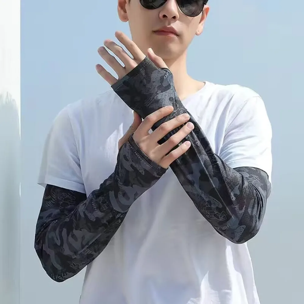 

High Elastic Sunscreen Arm Sleeves Washable Fingerless Cooling Sleeves Breathable UV Protection Sun Protection Driving Sleeves