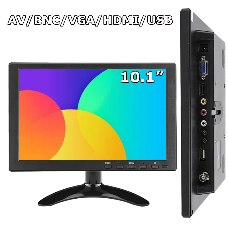 Pantalla panorámica barata de 10,1 pulgadas VGA HDMI LCD pantalla BNC CCTV de escritorio de tamaño pequeño barata