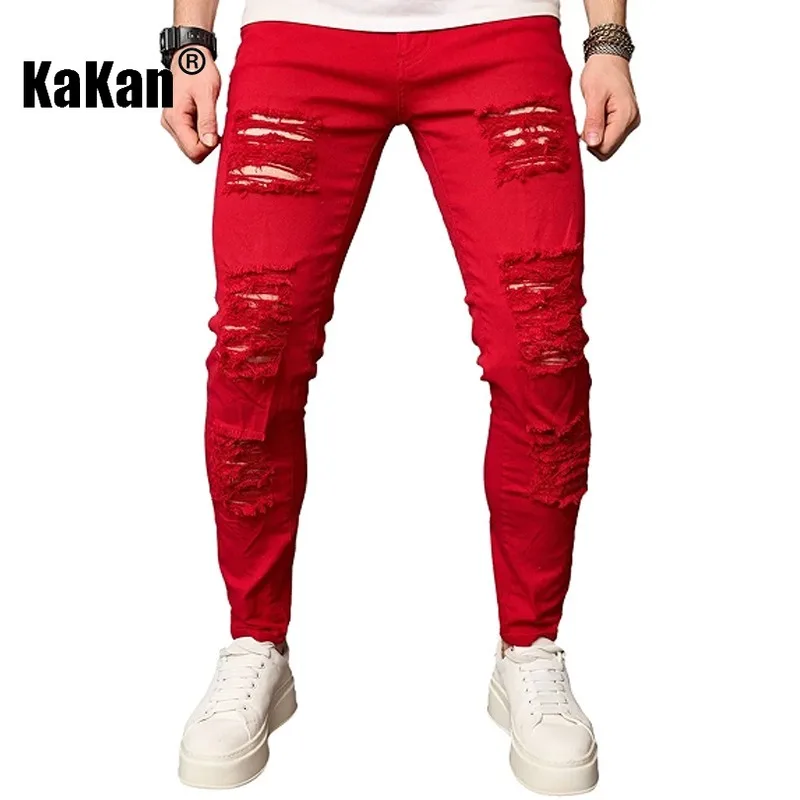 

Kakan - New Men's Tight Pocket Jeans, Y2k Clothes Solid Color Street Fashion Piercing Long Jeans Jeans Man Brand