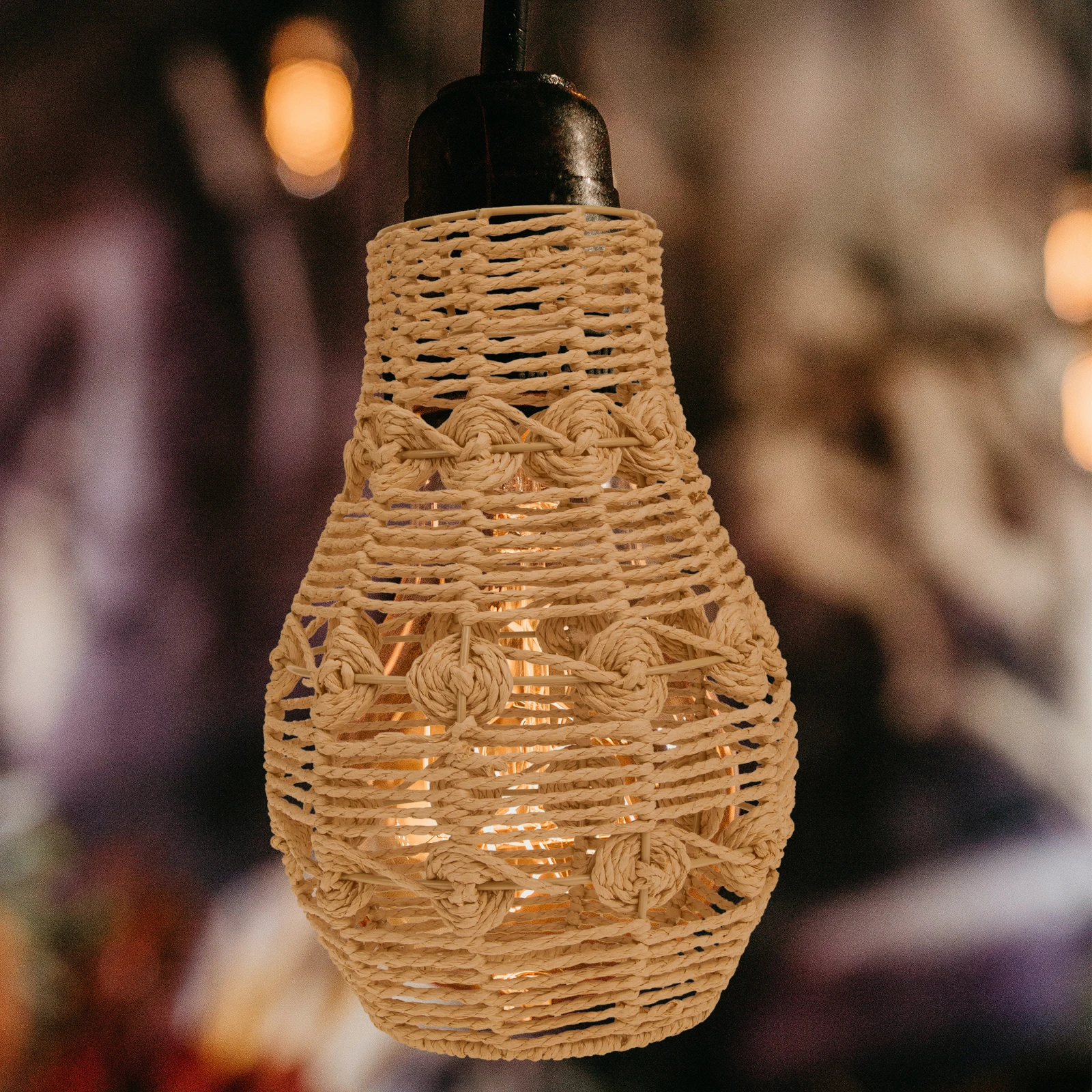 

Paper Rope Lampshade Wicker Cover for Ceiling Light Dust Protection Hotel Chimney Creative Decor Home Festival Practical Use