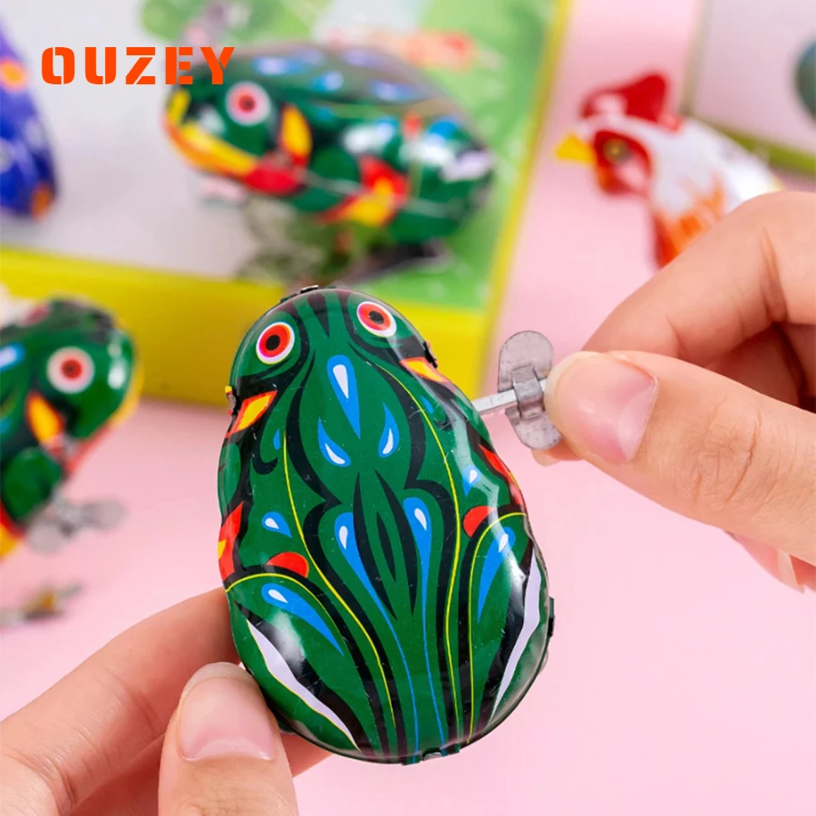 

OUZEY Fun Kids Classic Tin Wind Up Clockwork Jumping Iron Frog Toy Birthday Gifts Pinata Stuffing Christmas Fiesta Goodies Game