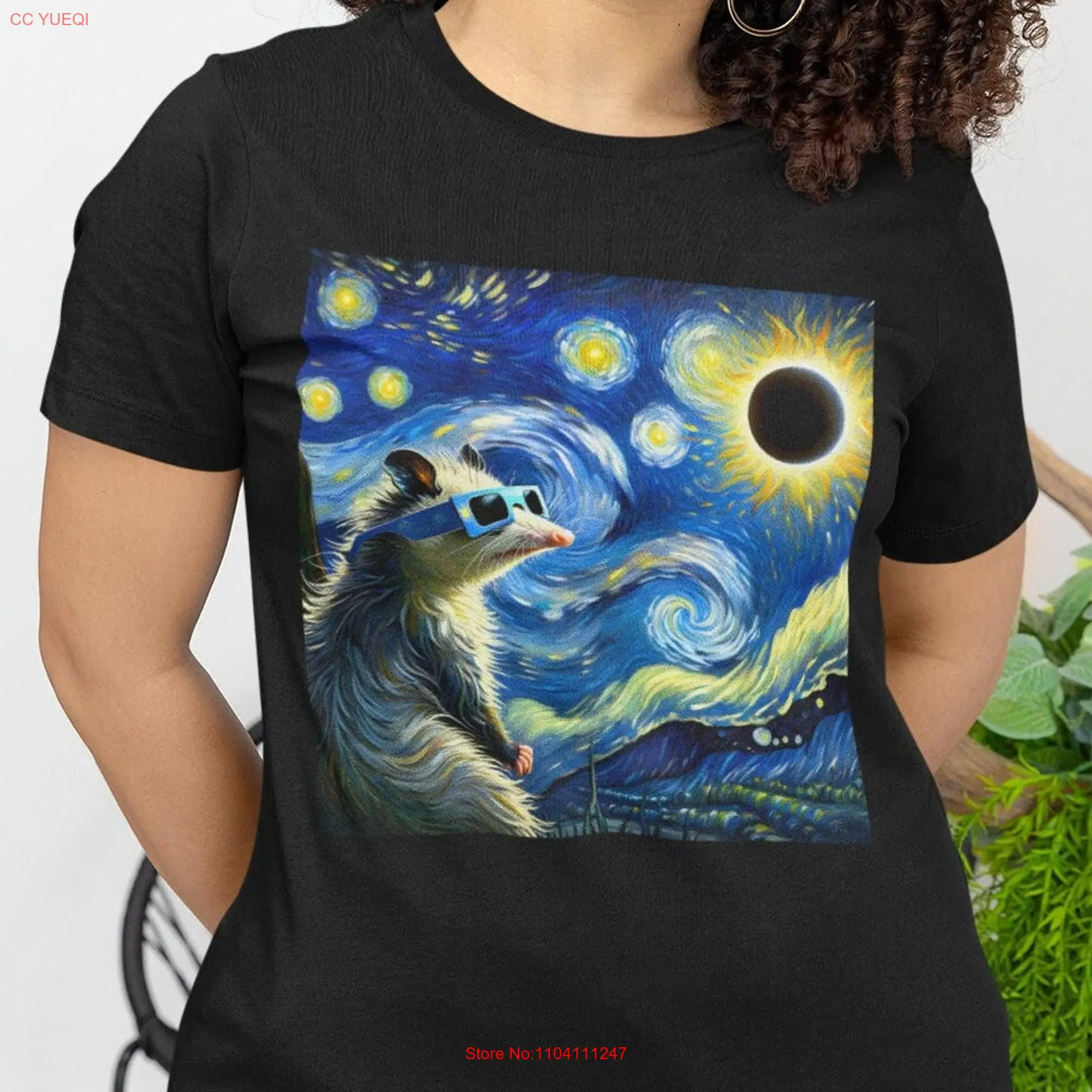 2024 Solar Eclipse T Shirt Possum Opossum Total Astronomy s April 8 Vincent Van Gogh long or short sleeves