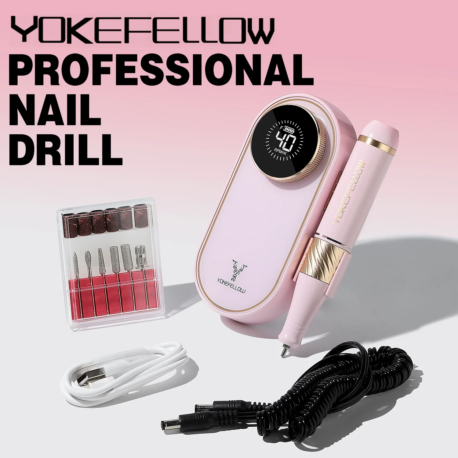 

40000RPM NAIL DRILL MACHINE RECHARGEABLE PORTABLE 2023NEW POWERFUL ELECTRIC NAIL FILE PROFESSIONAL FOR UV POLISH ARCYLIC GEL