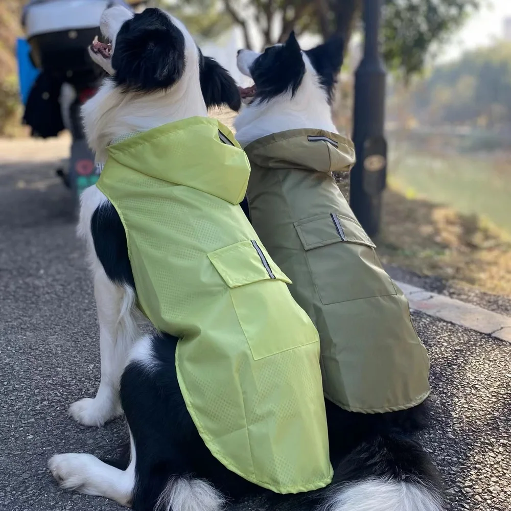 Imperméable imperméable pour chien, veste à capuche imperméable, poncho de pluie, vêtements de pluie pour animaux de compagnie avec rayure de