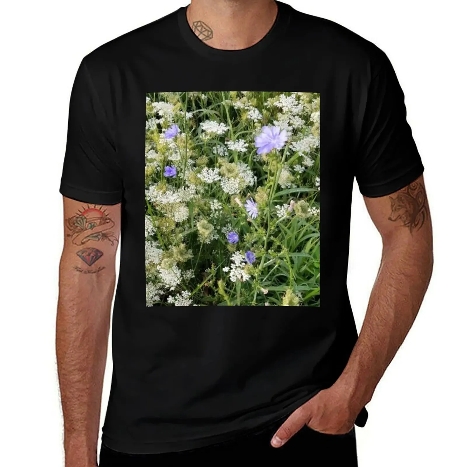 

Chicory and Queen Anne's lace T-Shirt cotton t shirts high quality man t shirt cotton t shirt man plain T-Shirt