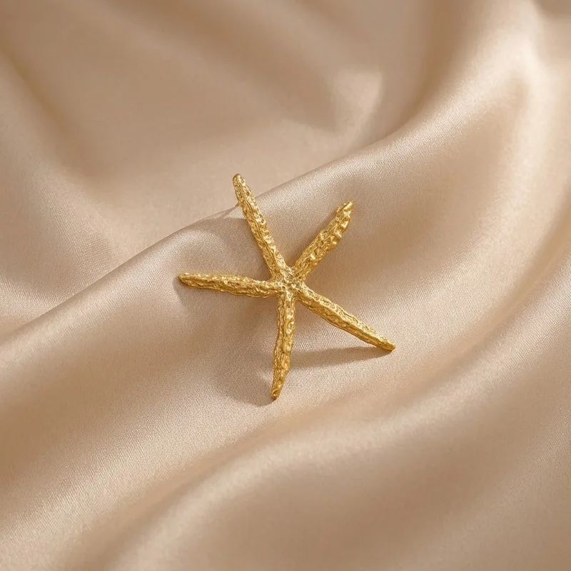 CarlidanaEuropean and American style vintage starfish earrings Three-dimensional textured design, exaggerated and grand earrings