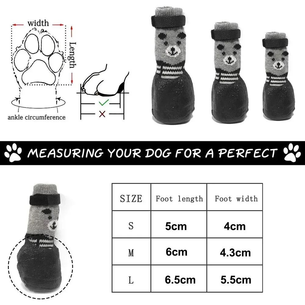 Dog Socks Waterproof Shoes Breathable Socks for Doggy Cat Socks Non-Slip Soles Adjustable Small Dog Paw  for Indoor Outdoor