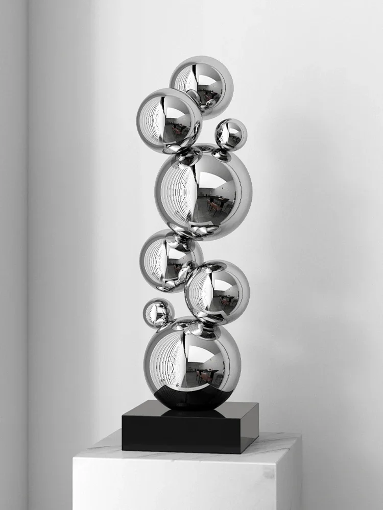 Stainless Steel Spherical Sculpture, Creative Geometry, Plating Artwork, Living Room, Hallway, Hotel Ornament, Customized