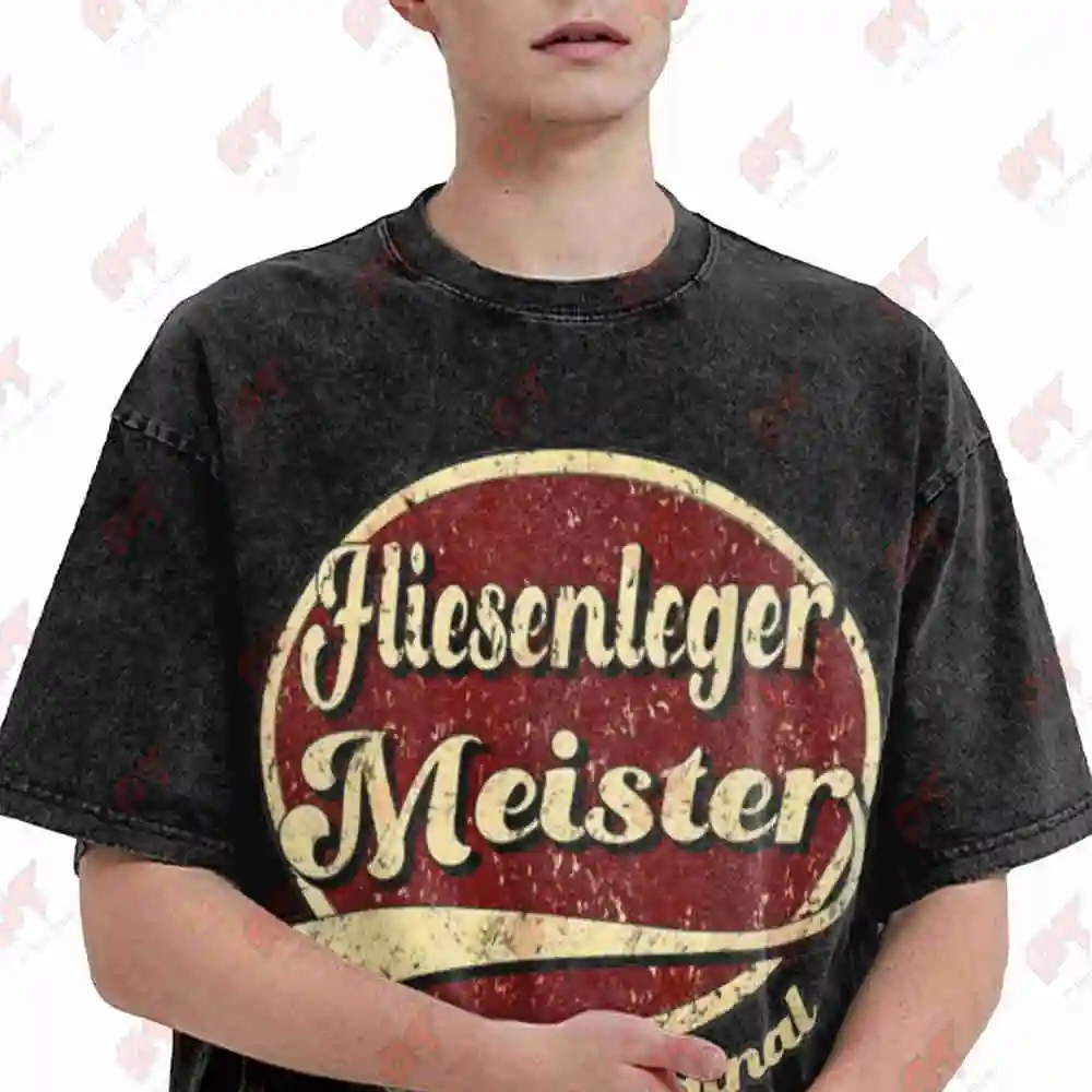 Tiler Master German Tile Layer Vintage Washed Tee Pure Cotton T-Shirt