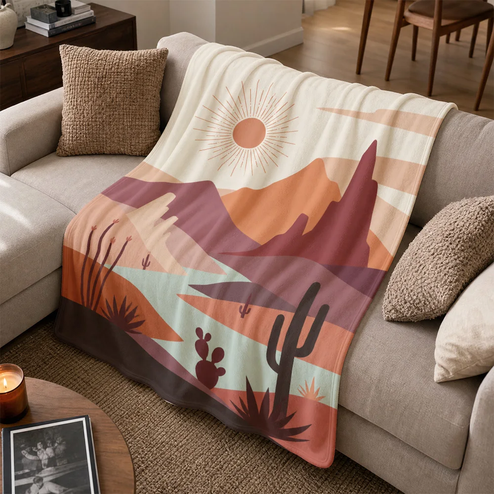 Southwestern Boho Desert Sunset Throw Blanket Sofa Couch Decor Chic Boho Aesthetic Gift for Living Room Home Decor