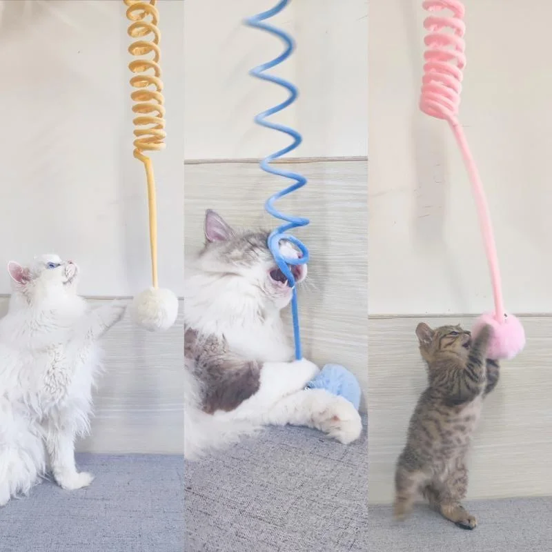 Pet Toy Funny Interactive Cat Stick Spring Rope Ball Plush Toy Play Training Cats Supplies  аксесуари для котів