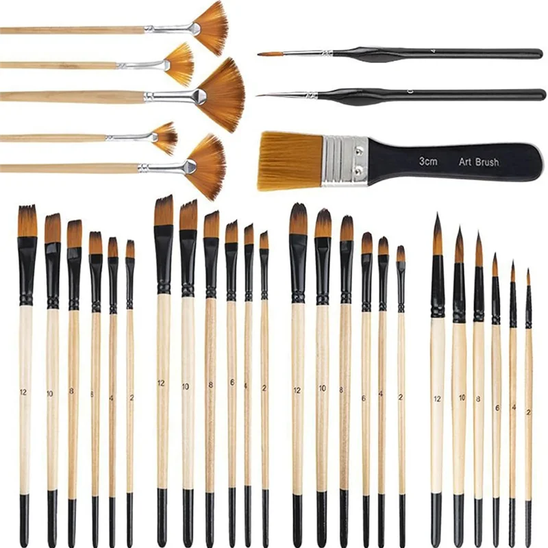 

AB39-32 шт., кисть для акварельной краски, трафаретная кисть, кисть для подводки, кисть для акварельных гуашников, масляная живопись, миниатюры