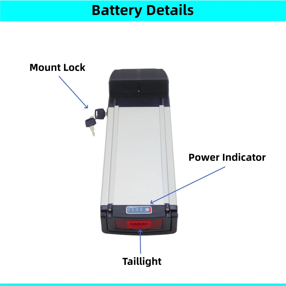 Rear Rack Carrier City Bike Ebike Battery 36V 48V 10Ah 10.4Ah 13Ah 15Ah 20Ah 25Ah City Bike Commuter E-bike Battery with Charger