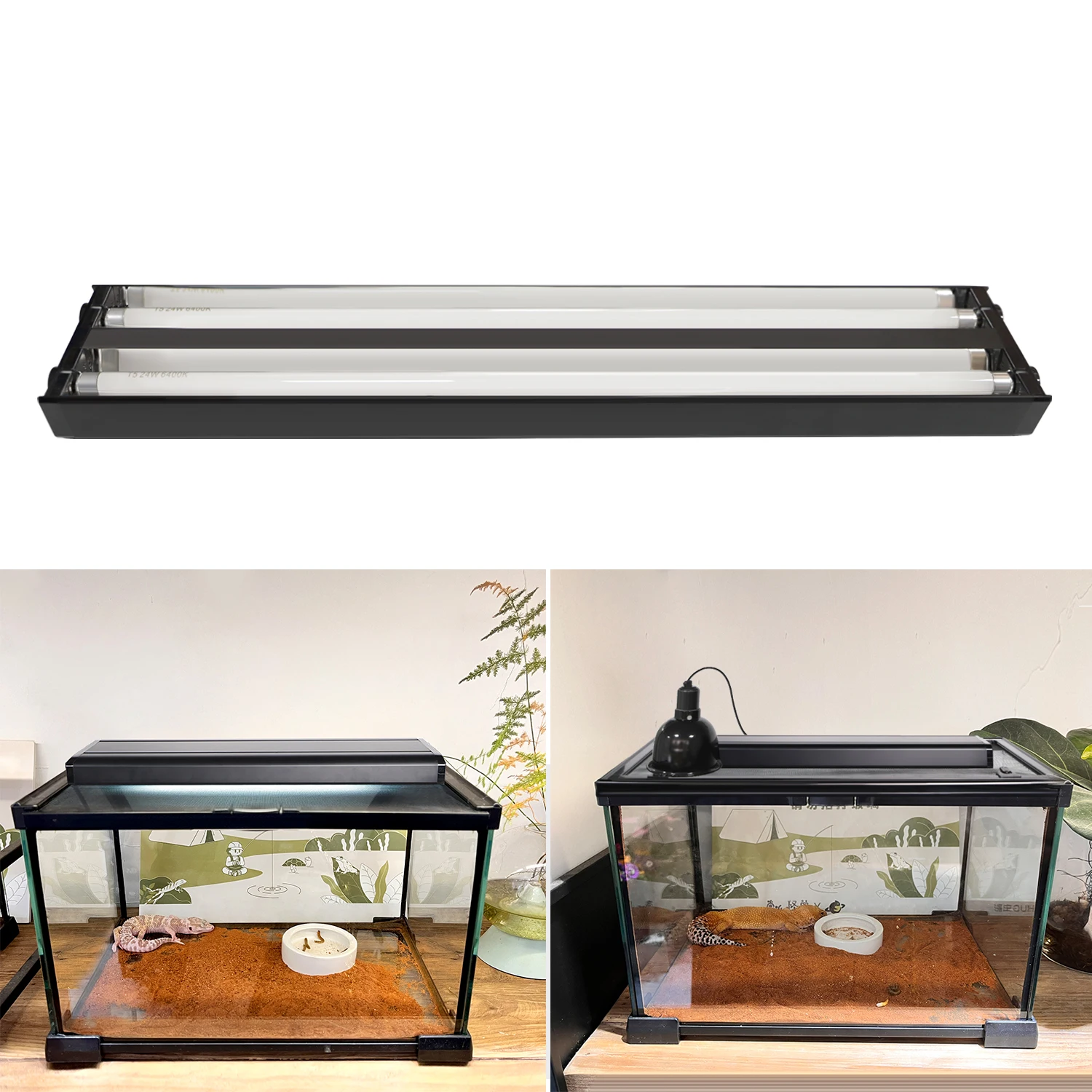 

Hot Sell 24 Inch 20 50 Gallon Reptile T5 Lamp Fitting Housing Dual Reptile Light Fixture For Turtle Snake Lizard Frog Vivarium