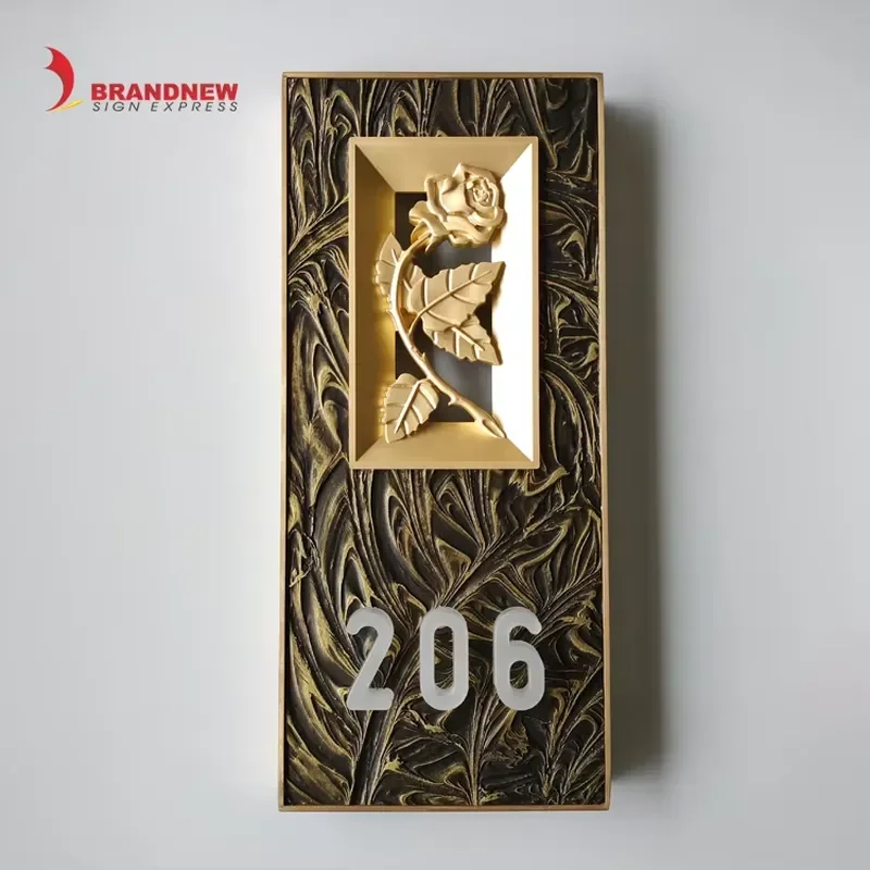 BRANDNEWSIGN Custom Office Door Numbers Sign Hotel Room Number Signs Plate Polished Apartment Door Number Plate