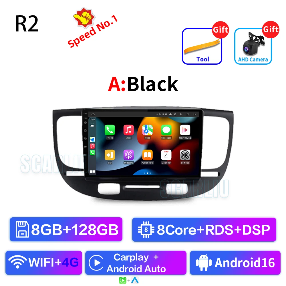 Autoradio Voor Kia RiO 2 RIO2 2005-2011 Draadloze CarPlay Android Auto Multimedia Speler Touchscreen GPS navigatie Geen 2din DVD