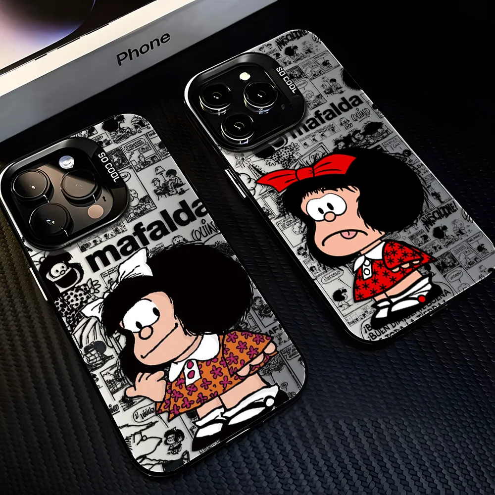 Funda de teléfono con dibujos animados de Mafalda para Samsung Galaxy A17 A07 A16 A06 A35 A55 A25 A15 A56 A54 A36 A34 A24 A26 4G 5G, funda mate