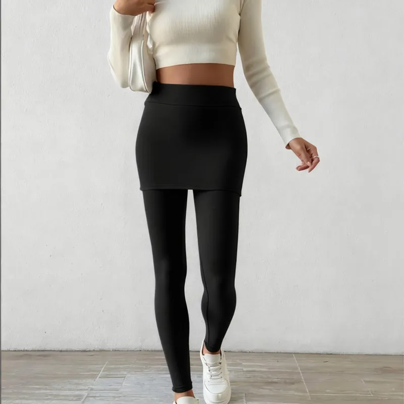

Autumn Winter New Women's Leggings Black High Waist Shaping Slim-Fit Warm Elastic Full-Length Tights For Outer Wear Pantalones