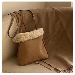 Women Bag Korean Casual Zipper SOFT Shoulder Bag Handbag Purses Furry Girls Bag Office Lady