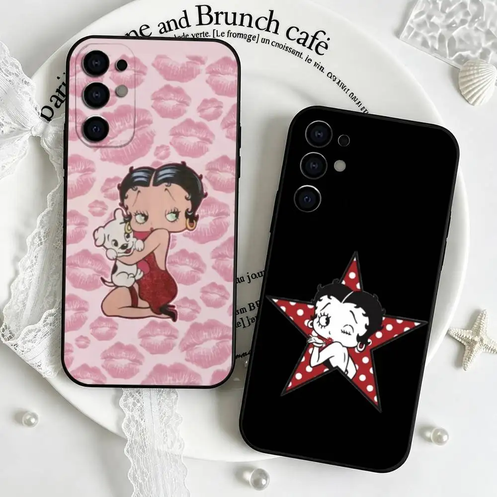 Fashion B-Betty B-Boop  Phone Case Black Silicone Soft For Samsung S25,S24,S21,S22,S23,S30,Ultra,S20,Plus,Fe,Lite