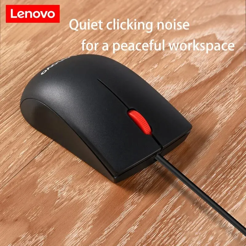 Lenovo M220 USB Wired Mouse, 3-Button Corded Quiet Mouse with 1000 DPI, Optical Computer Mouse with Ergonomic Design