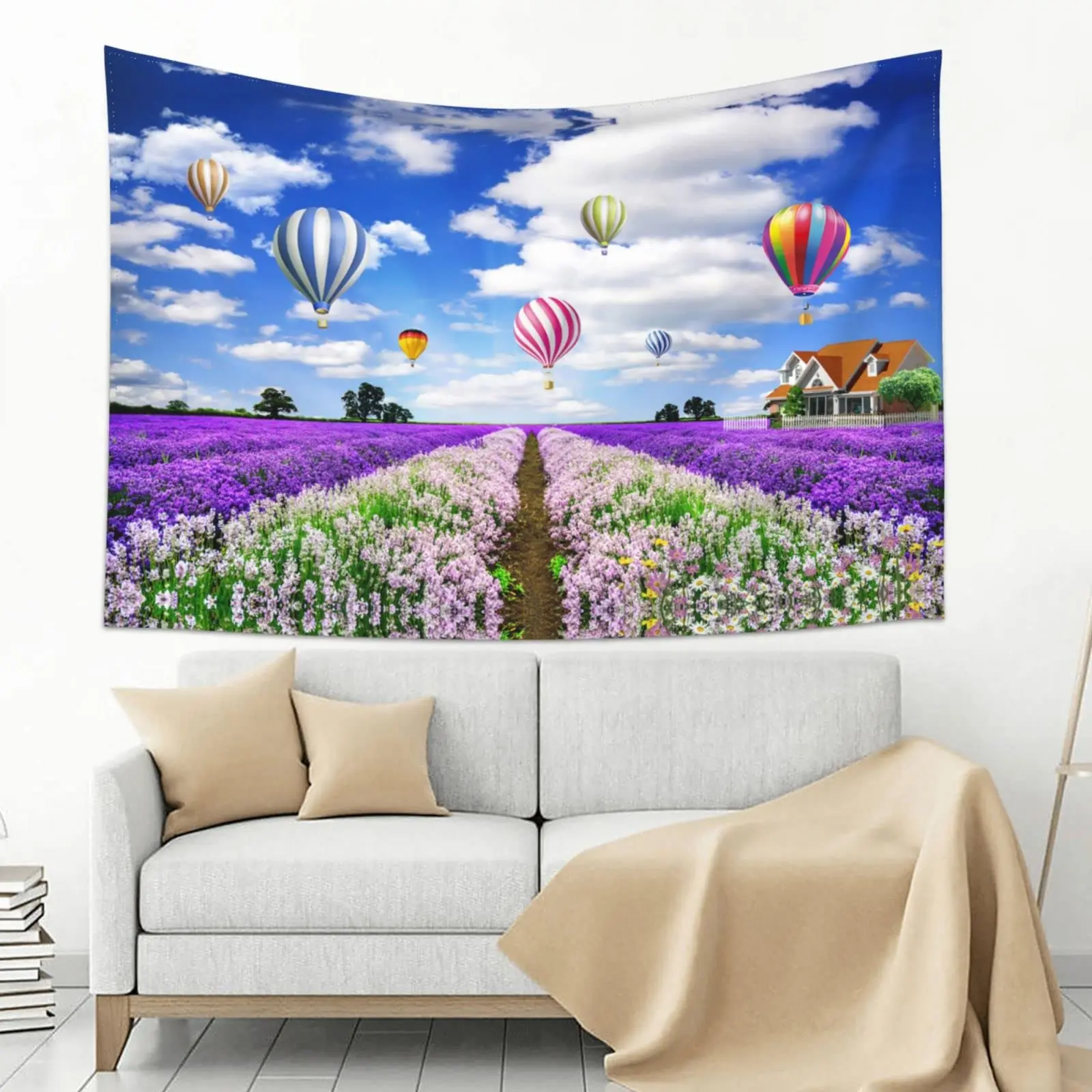 Lavender beautiful landscape pattern tapestry home bedroom living room dormitory wall decoration background cloth