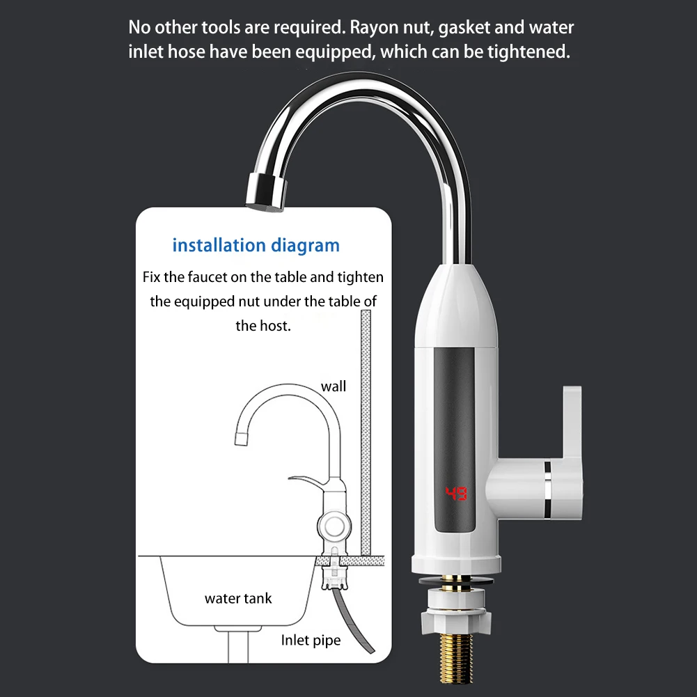 3000W Tankless Heating Faucet 360 Degree Adjustable Electric Hot Water Heater Faucet Fast Heating Tap Kitchen Supplies