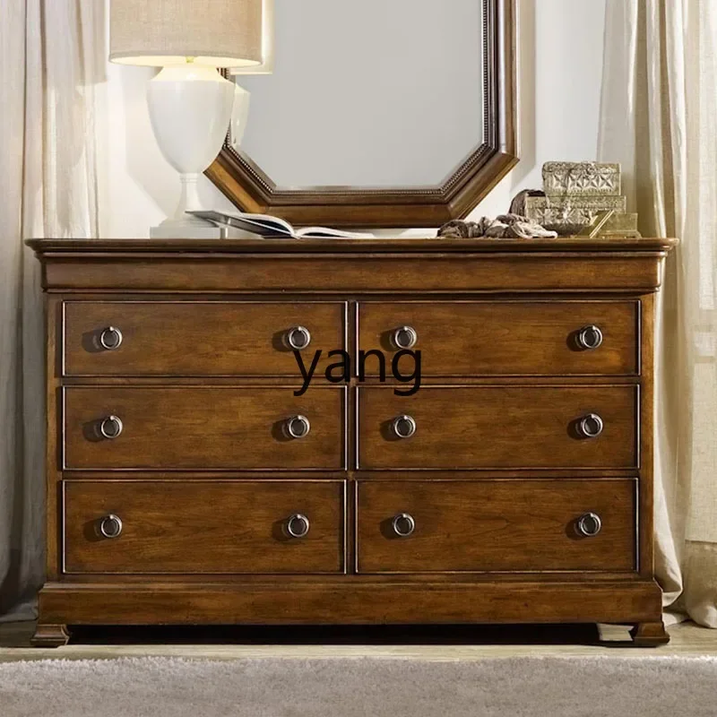 LTT American retro six-chest cabinet household bedroom dresser living room entrance solid wood storage cabinet