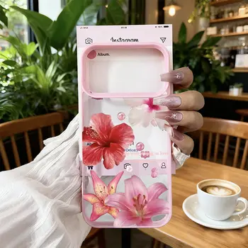 粉紅百合花圖案手機殼,適用於 iPhone 17 Pro Max 17 Pro 17 Air INS 可愛花卉透明防震硬殼糖果色手機殼 10 最佳銷售 漂亮的iPhone手機殼 - №9