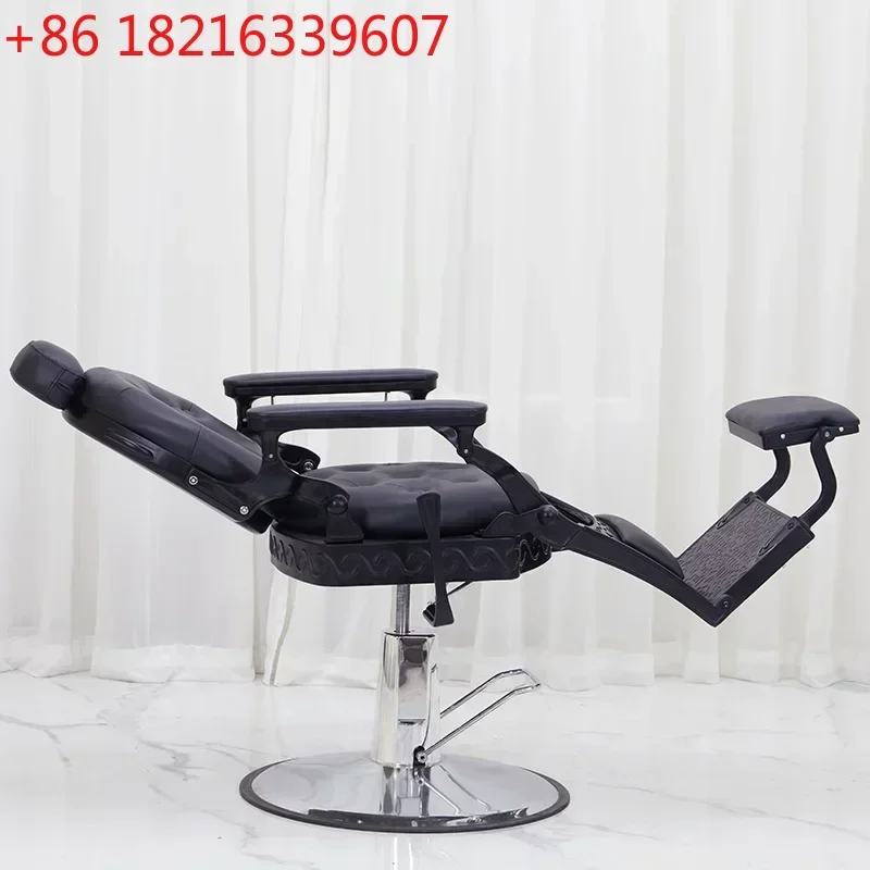 High-End Hairdressing Chair for Hair  Large Chair Barber Shop Hair Cutting Can Be Put down Retro Chair