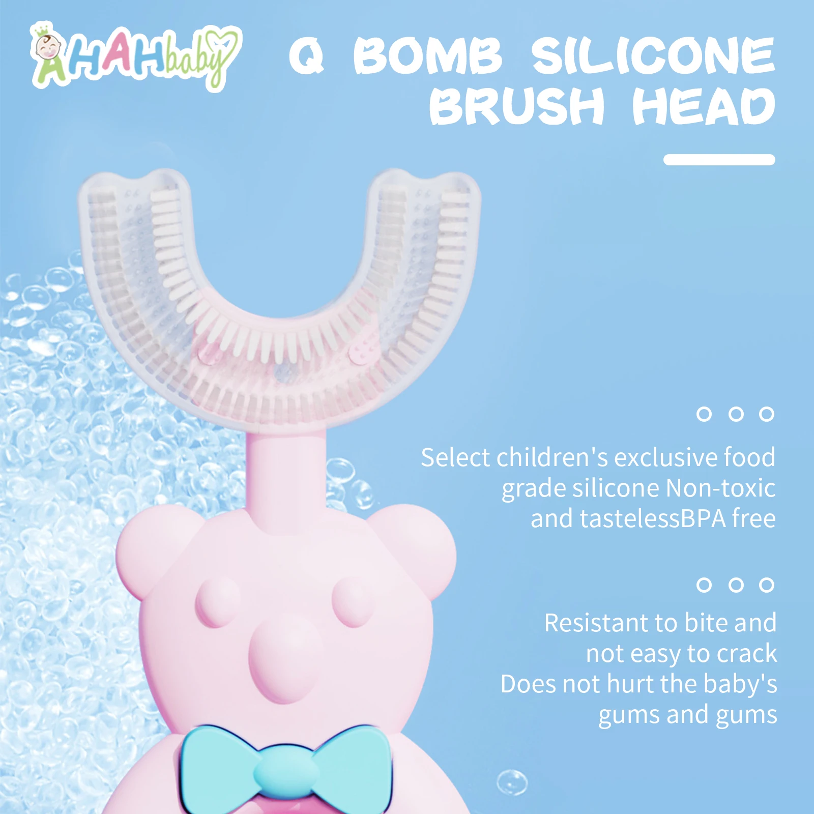 Brosse à dents en forme de U pour enfants, brosse à dents en silicone pour bébé, soins des dents pour les tout-petits de 2 à 12 ans, brosse à livres