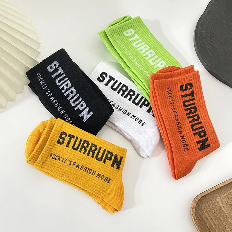 Sports Four season Warm Socks Men's and Women's Versatile High top Letter Medium Tube New Autumn Casual Sports Stockings
