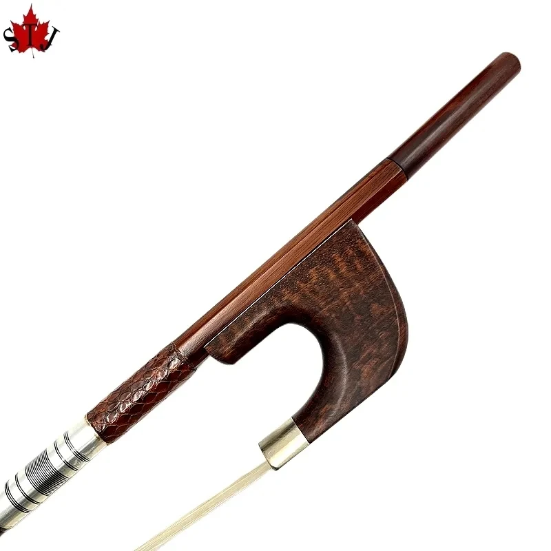 

1pcs strong Snakewood 3/4 upright bass bow,Copper mounted,letterwood frog,Siberia white Horsehair horsetail